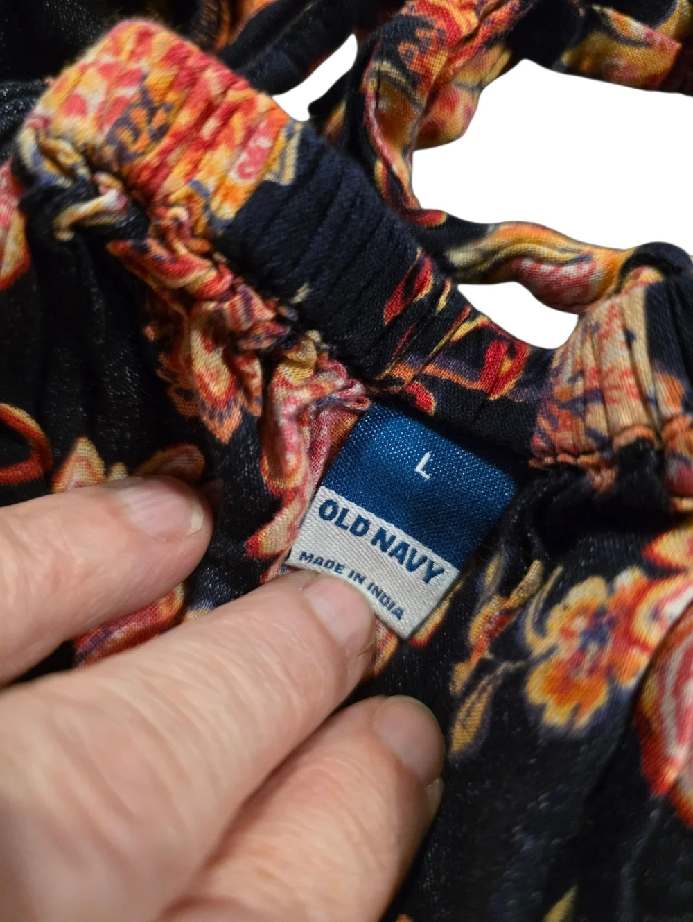 Old Navy Floral Print Peasant Blouse With Tie In The Back Size Large - Picture 2 of 8